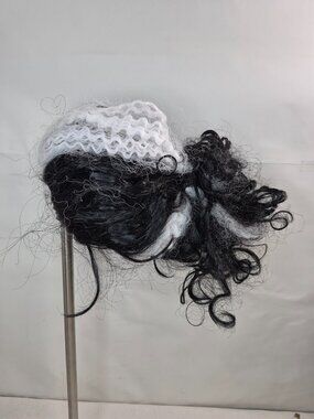 Adult Black and White Center Skunk Stripe Halloween Costume Wig